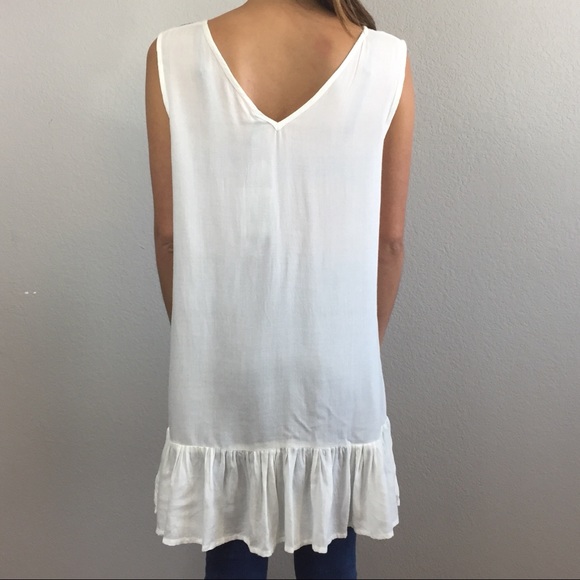 Sacred Threads White and Blue Embroidered Tunic - Picture 2 of 3